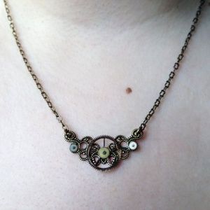 Steampunk Clock Part Brass Necklace